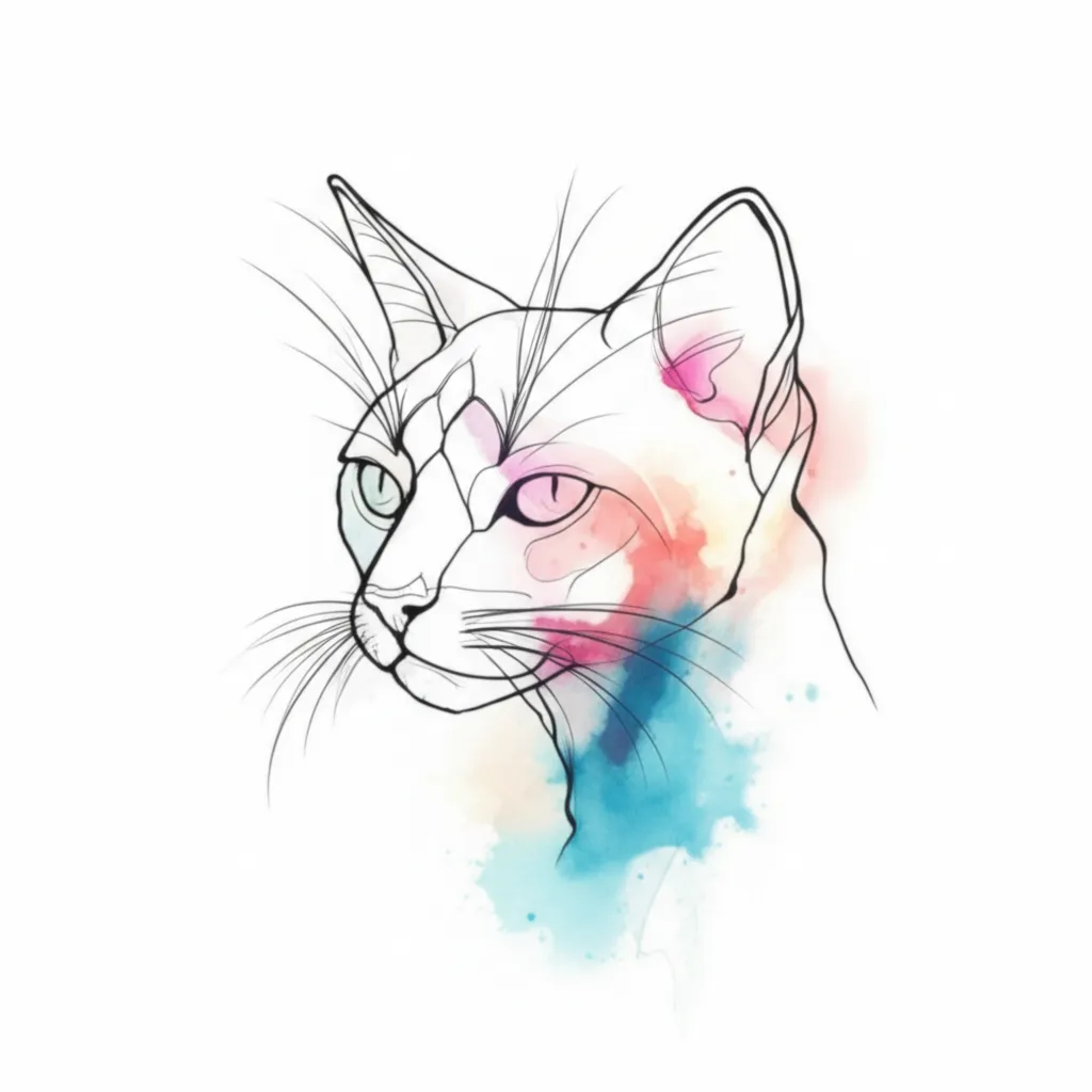 Watercolor Cat Tattoo Design - Unique and Artistic Idea