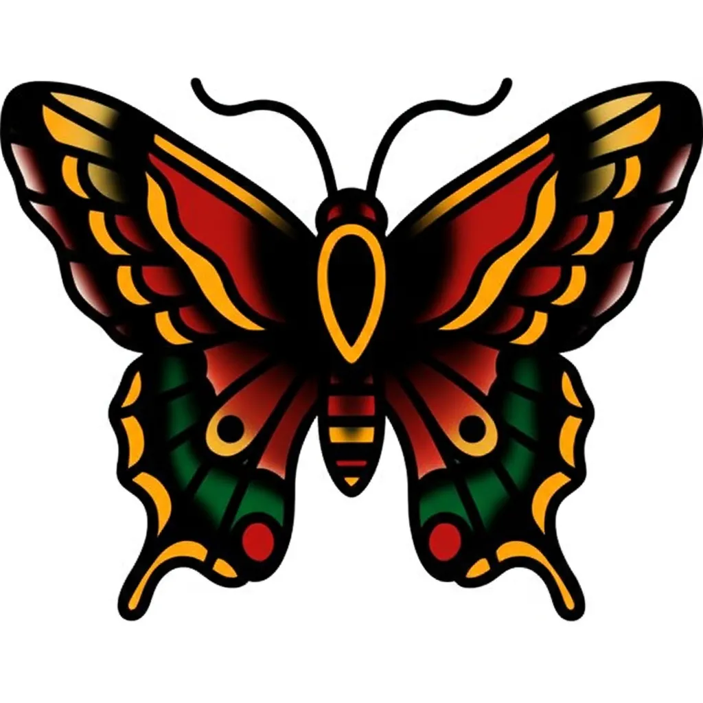 American Traditional Butterfly Tattoo Design