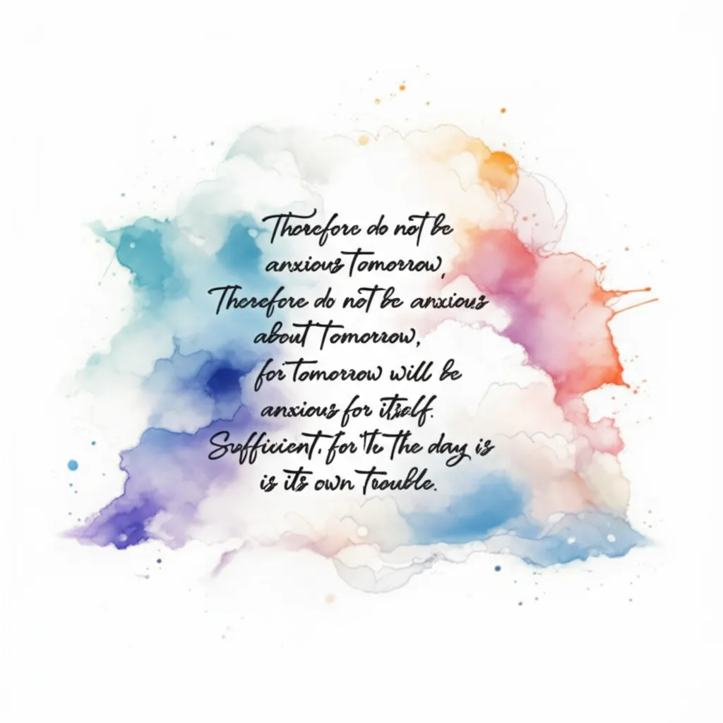 Watercolor Cloud Tattoo with Bible Verse - Worry-Free Living