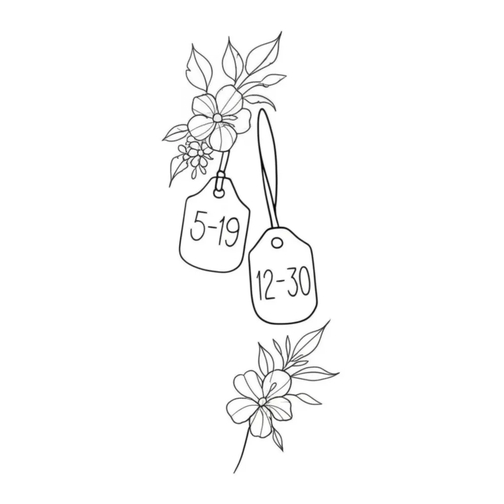 Minimalist Western Cow Tag Floral Half Sleeve Tattoo Design Minimalist Western Cow Tag Floral Half Sleeve Tattoo Design
