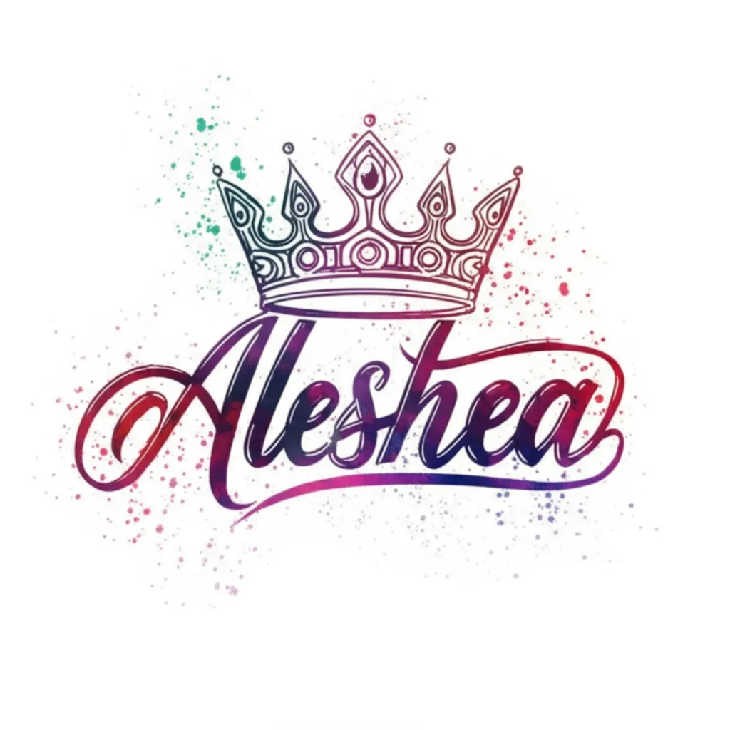 Aleshea Name Crown Watercolor Tattoo Design