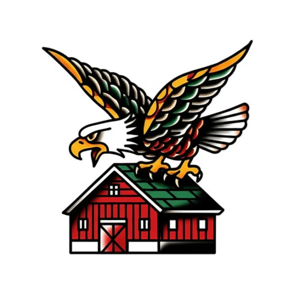 Old School Farmhouse Eagle Tattoo Design Old School Farmhouse Eagle Tattoo Design