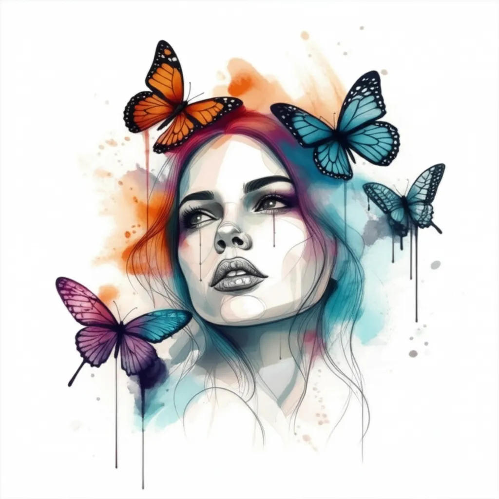 Watercolor Tattoo of Haley with Butterflies: A Beautiful Design