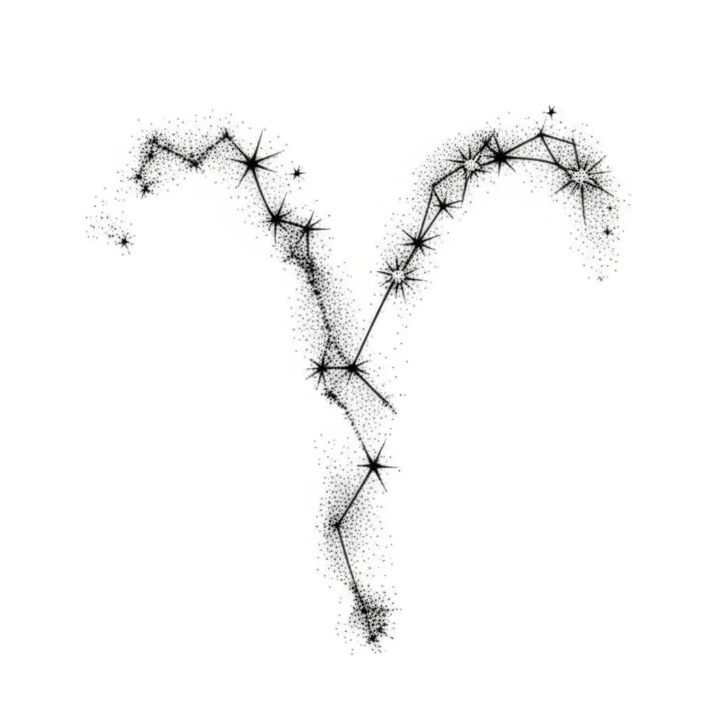 Aries Constellation Tattoo with Name - Fine Line Style Aries Constellation Tattoo with Name - Fine Line Style
