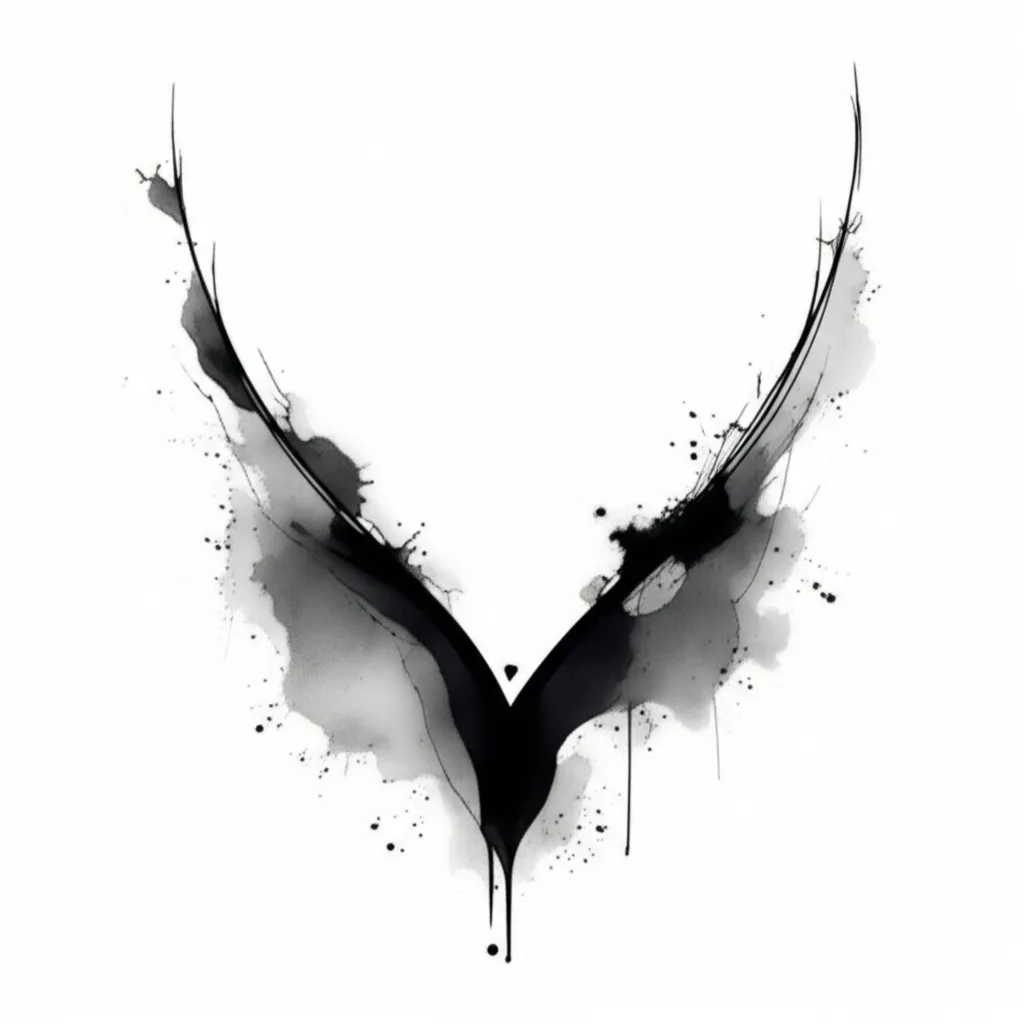 Black Out Thigh Tattoo: V-Shape Design in Watercolor Style Black Out Thigh Tattoo: V-Shape Design in Watercolor Style
