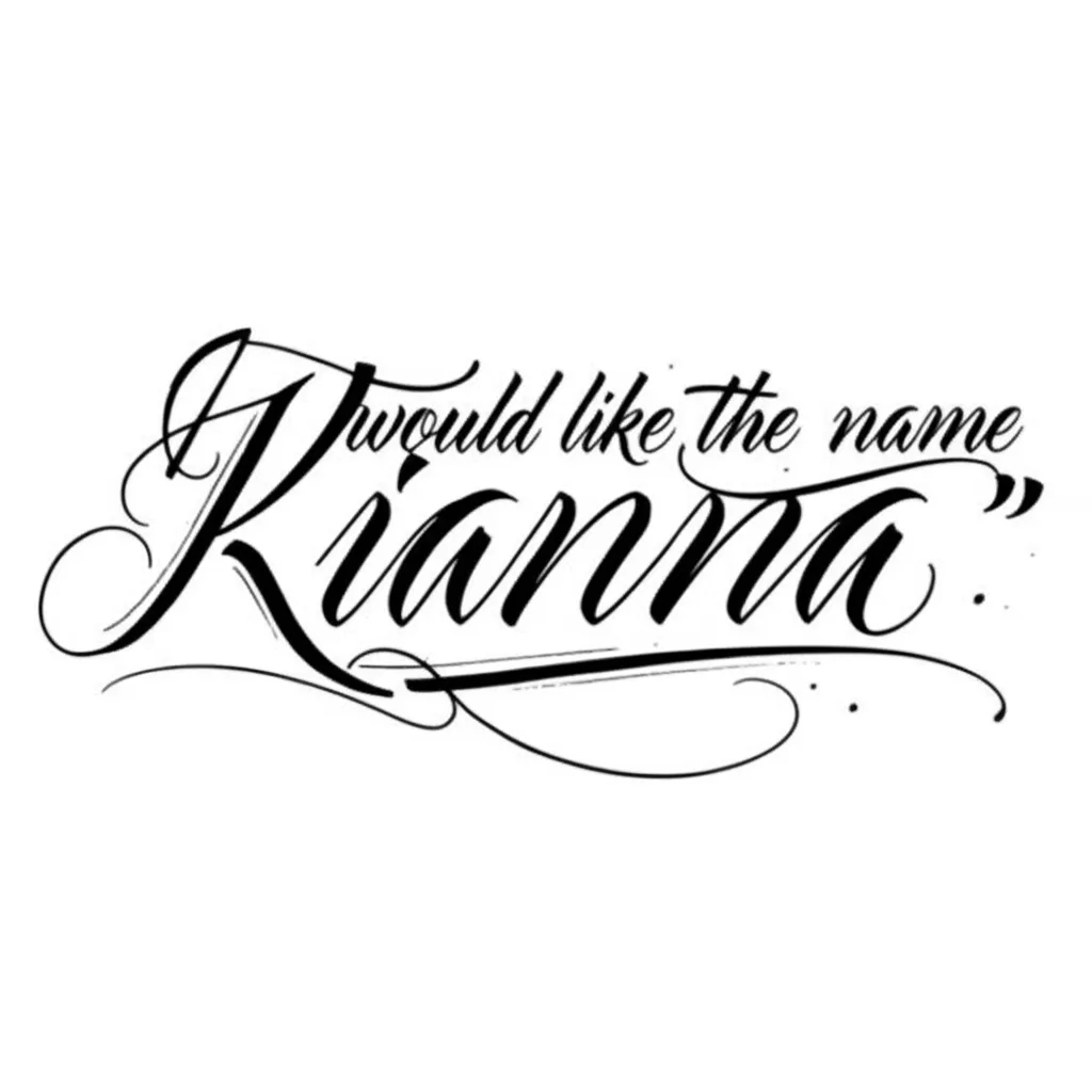Kianna Name Tattoo Design in Calligraphy Style