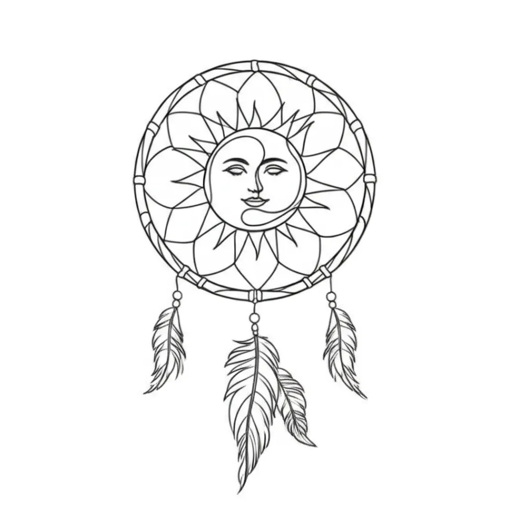 Minimalist Sun and Dreamcatcher Tattoo Design Minimalist Sun and Dreamcatcher Tattoo Design