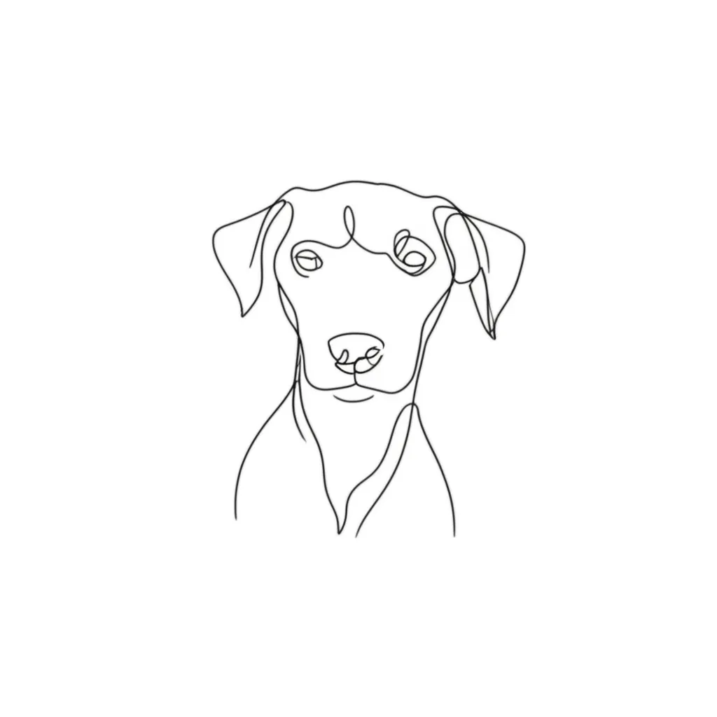 Minimalist Dog Tattoo with 'Never Give Up' Quote