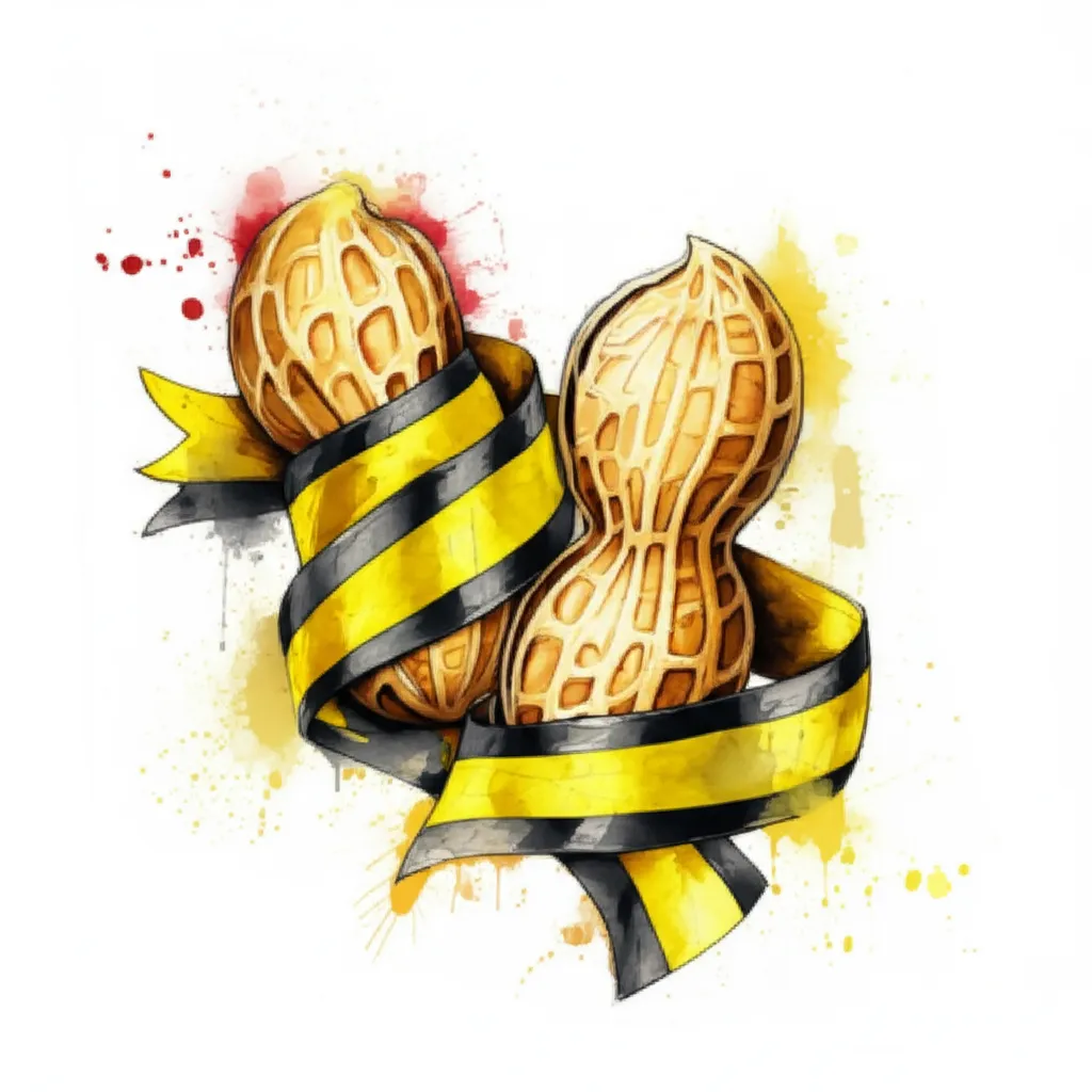 Watercolor Peanuts Wrapped in Caution Tape Tattoo Design Watercolor Peanuts Wrapped in Caution Tape Tattoo Design