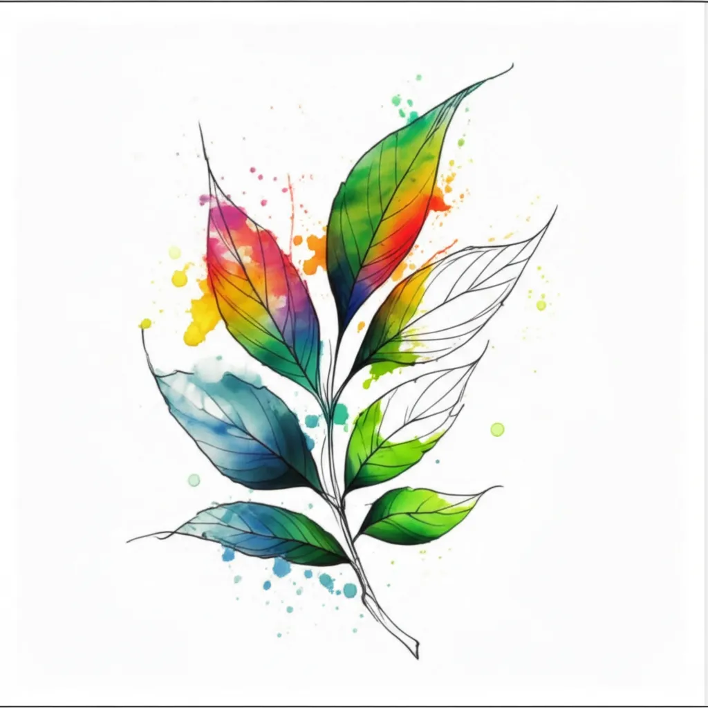 Watercolor Leaf Tattoo Design: Vibrant & Natural Watercolor Leaf Tattoo Design: Vibrant & Natural