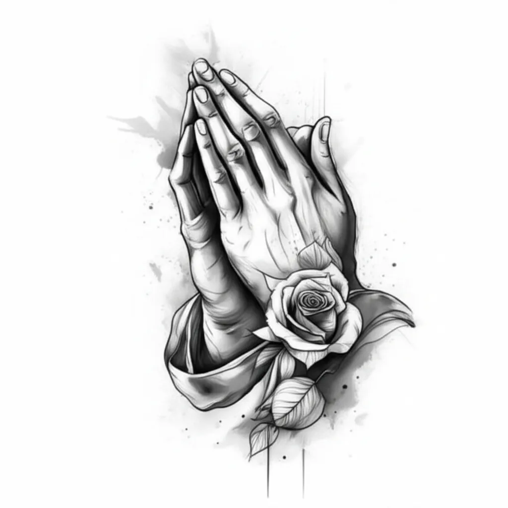 Familia Praying Hands & Roses Tattoo: Full Arm Sleeve Design Familia Praying Hands & Roses Tattoo: Full Arm Sleeve Design