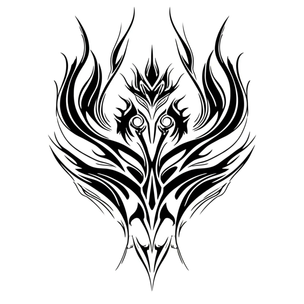 Cyber Sigilism Demon Tattoo with Flames - Unique Design Cyber Sigilism Demon Tattoo with Flames - Unique Design