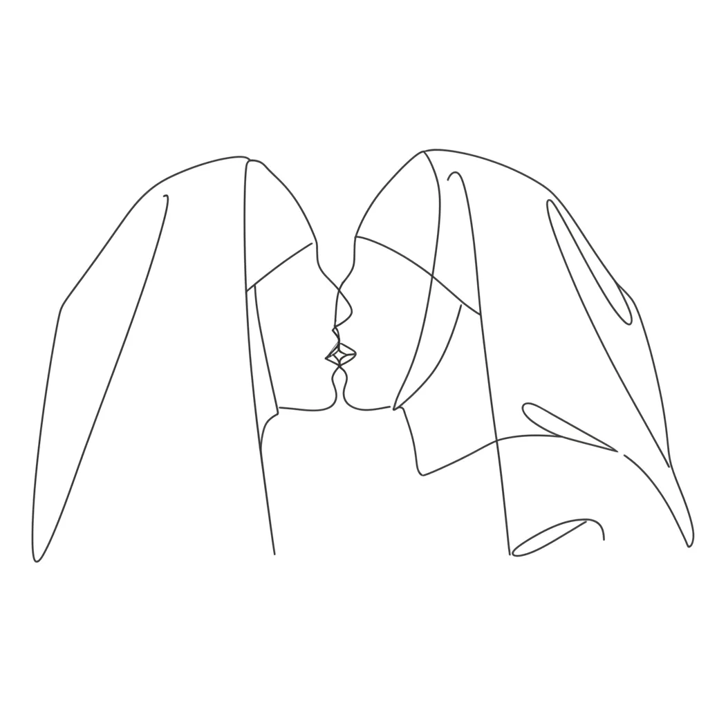 Minimalist Kissing Nuns Tattoo Design