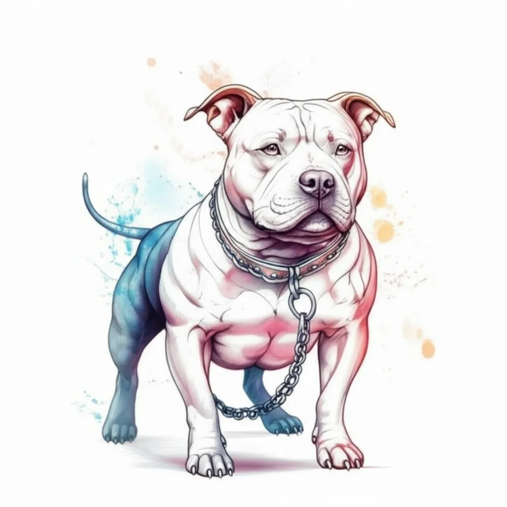 Watercolor Pitbull Tattoo Design: Loyalty and Strength Watercolor Pitbull Tattoo Design: Loyalty and Strength