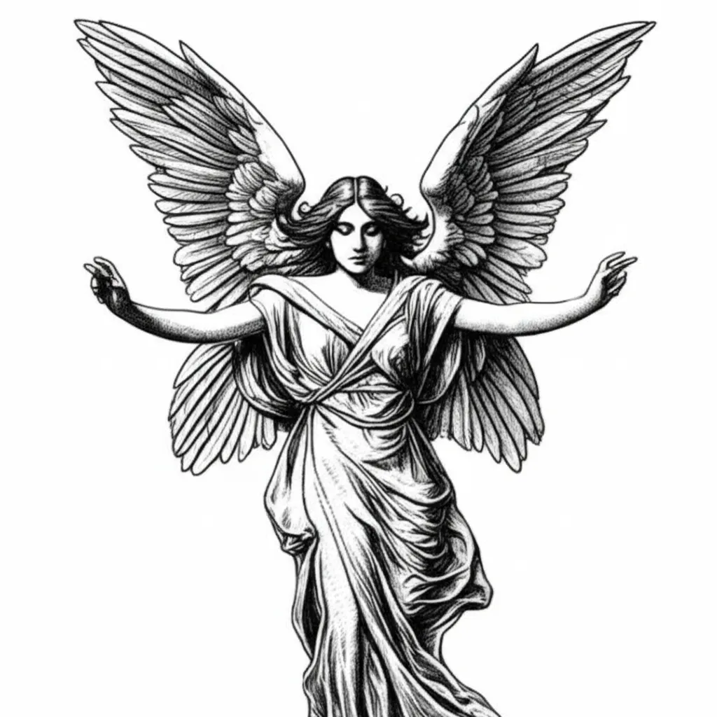 Carolyn Clayborn with Wings Illustrative Tattoo Design Carolyn Clayborn with Wings Illustrative Tattoo Design