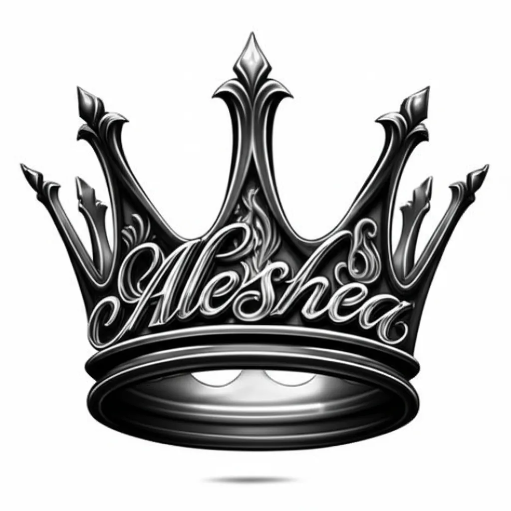 Aleshea Crown Tattoo: Realistic Name Tattoo Design