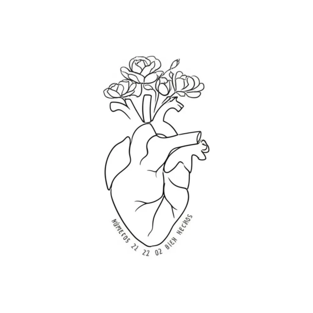Minimalist Heart & Flowers Tattoo with Numbers: Meaning & Ideas Minimalist Heart & Flowers Tattoo with Numbers: Meaning & Ideas