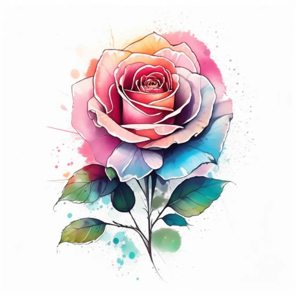 Watercolor Rose Sleeve Tattoo Design