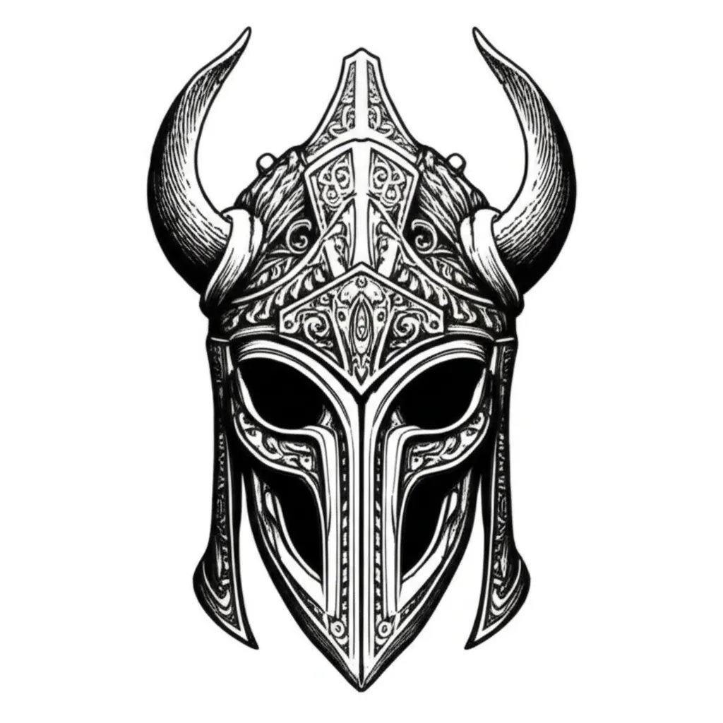 Gothic Winged Barbarian Helmet Tattoo Idea