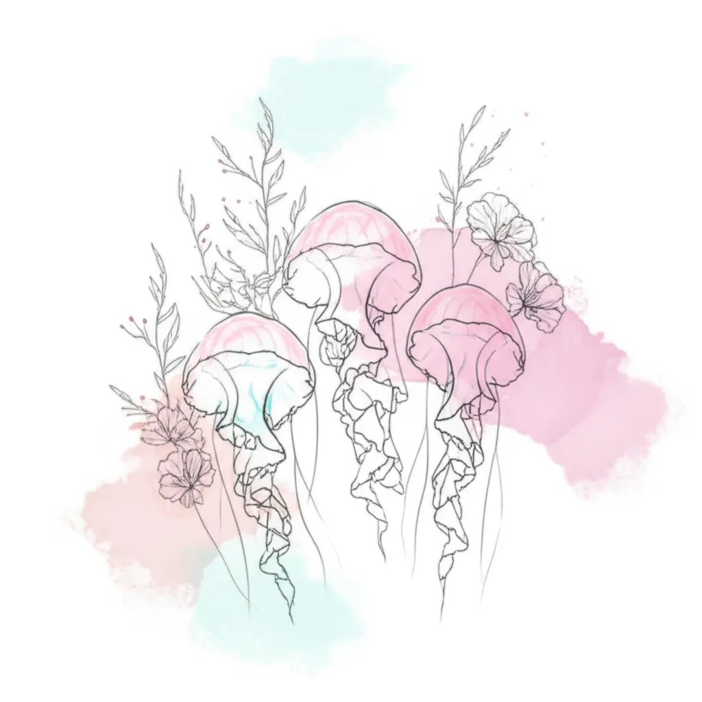 Minimalist Jellyfish Tattoo on Back for Women Minimalist Jellyfish Tattoo on Back for Women