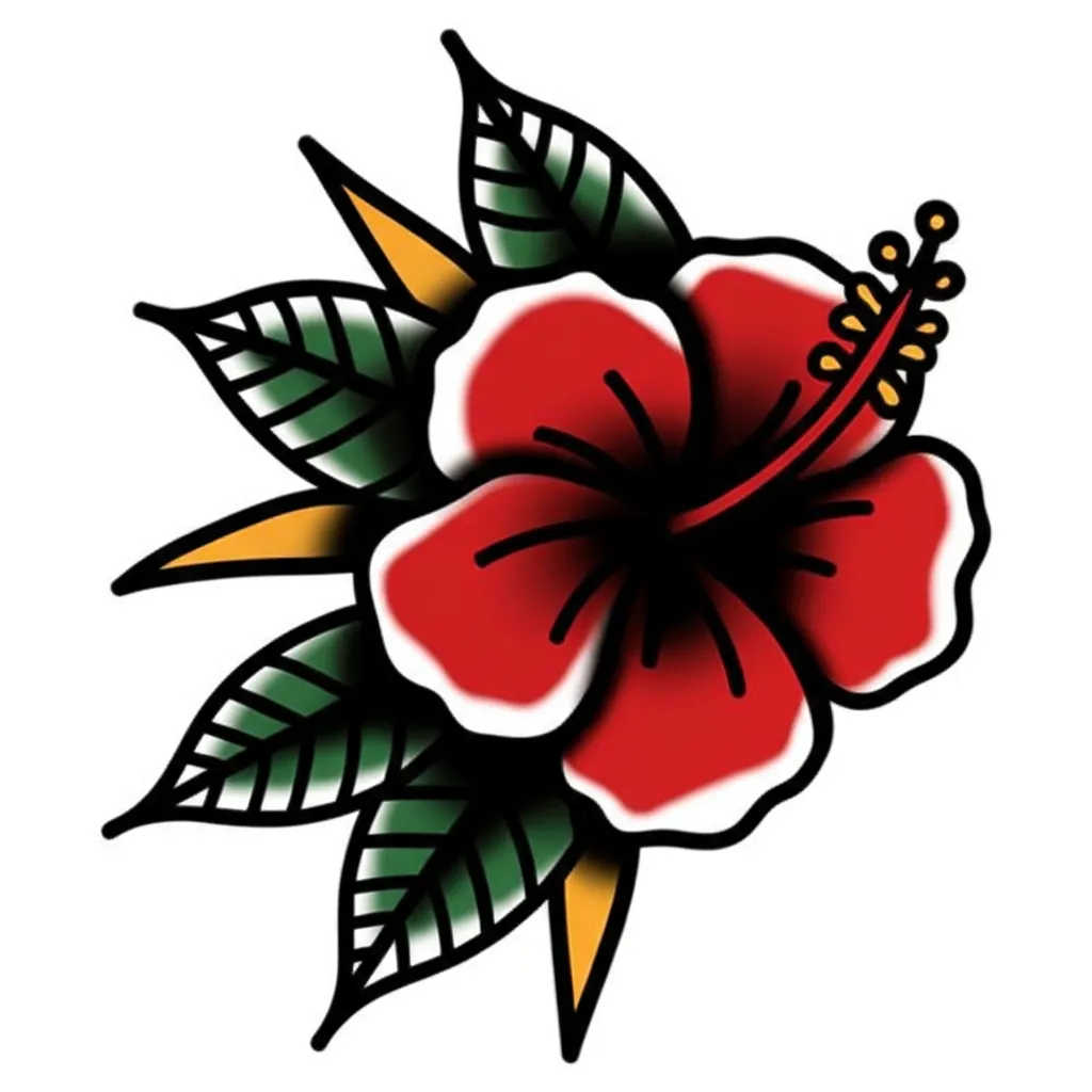 American Traditional Hibiscus Flower Inner Arm Tattoo American Traditional Hibiscus Flower Inner Arm Tattoo