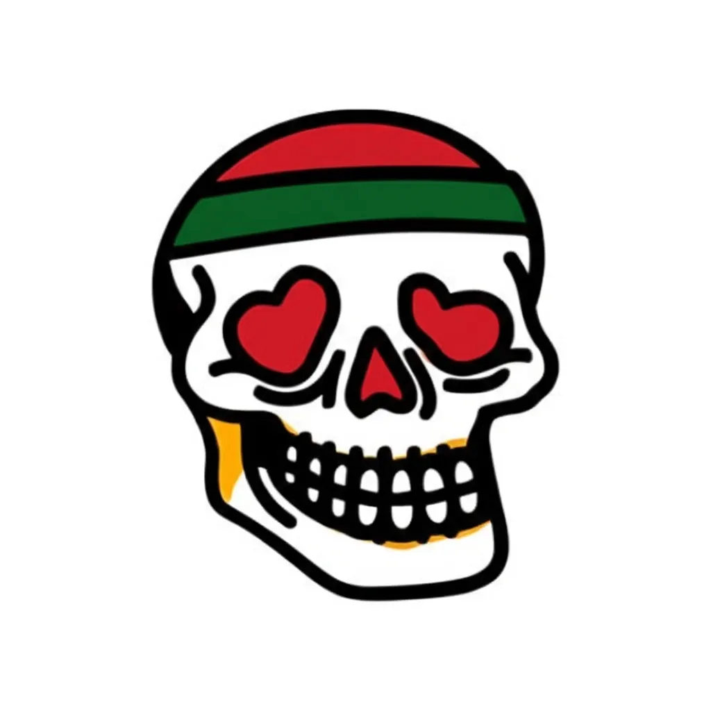 American Traditional Skull Tattoo with Heart Eyes