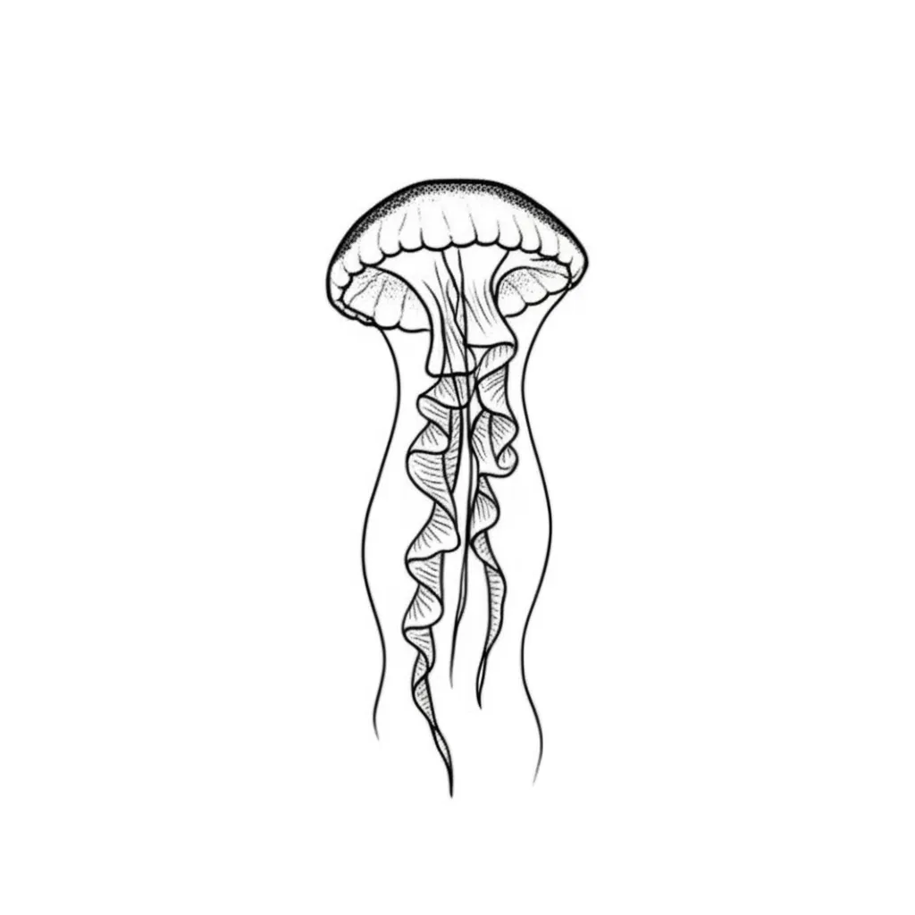 Minimalist Black Jellyfish Tattoo Design