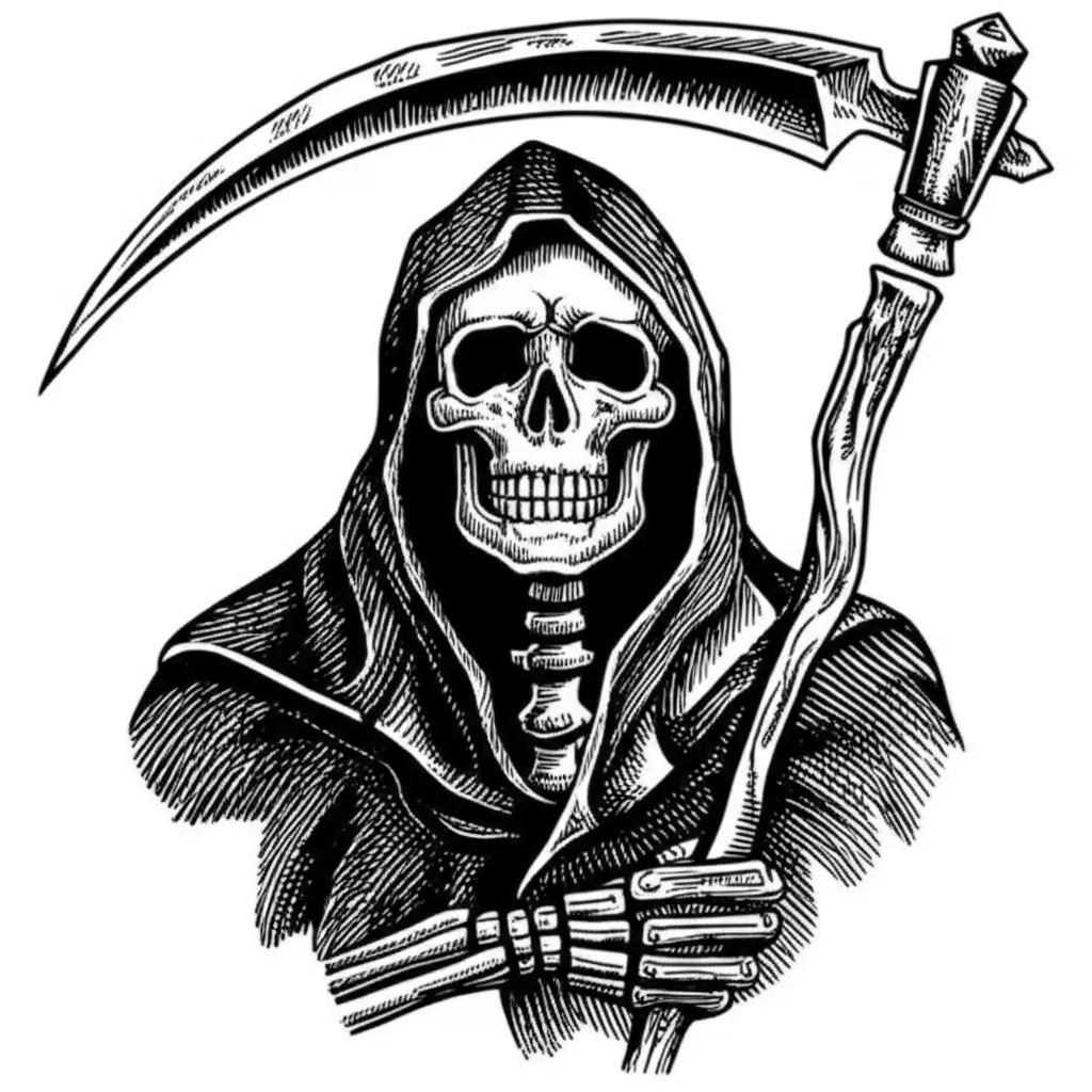 Gothic Grim Reaper Tattoo with Clock Design