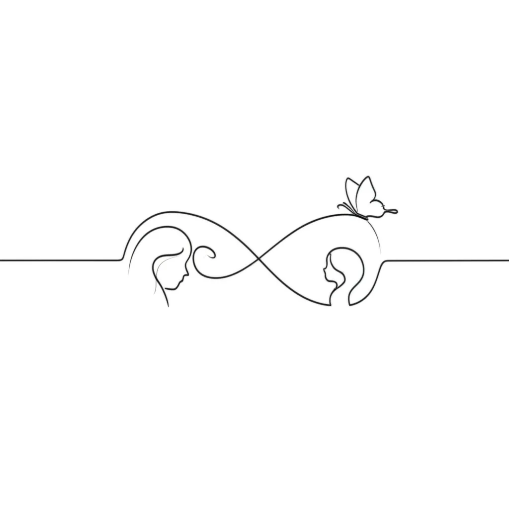 Minimalist Mom and Daughter Infinity Butterfly Tattoo Minimalist Mom and Daughter Infinity Butterfly Tattoo