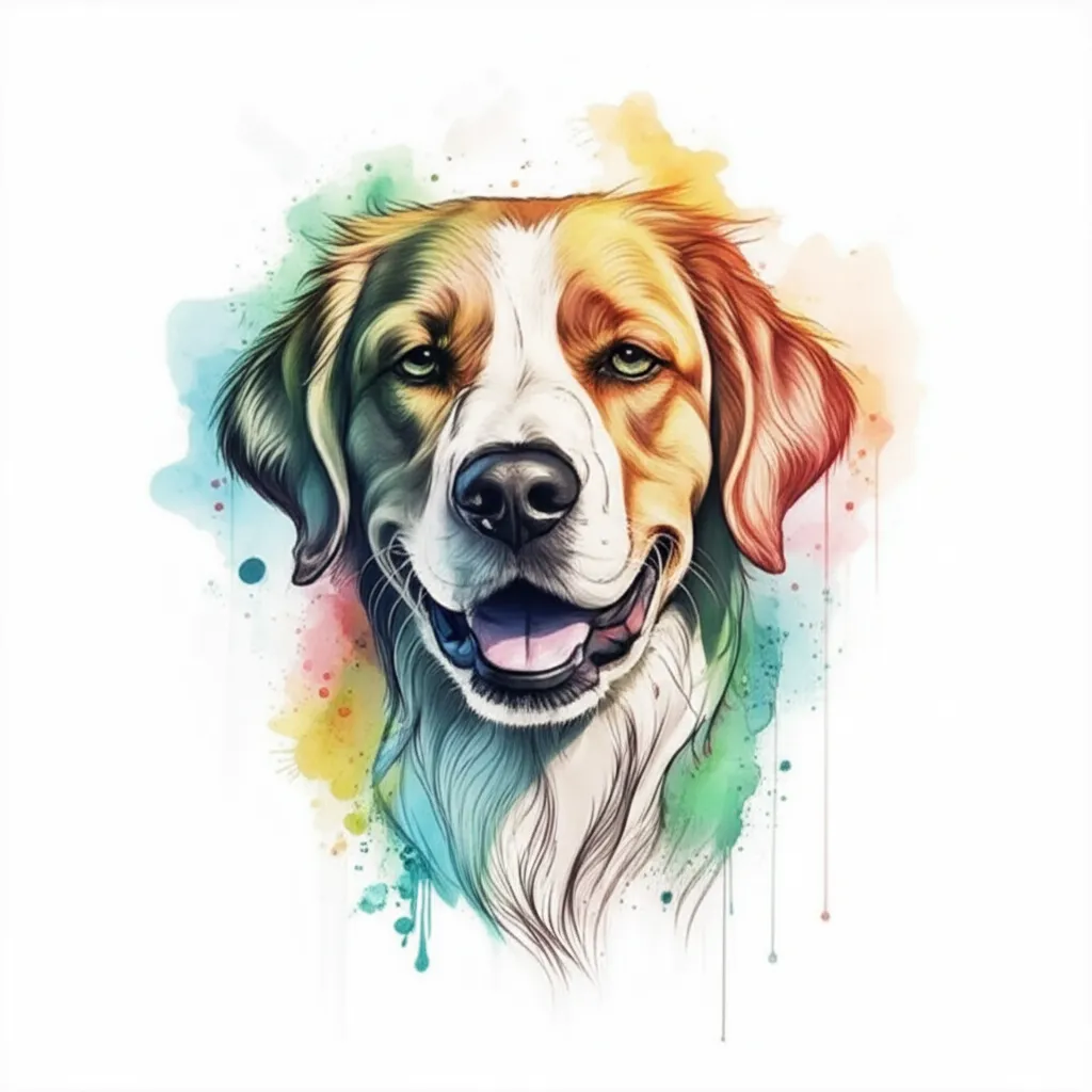 Watercolor Dog Portrait Tattoo: Realistic & Vibrant Memorial