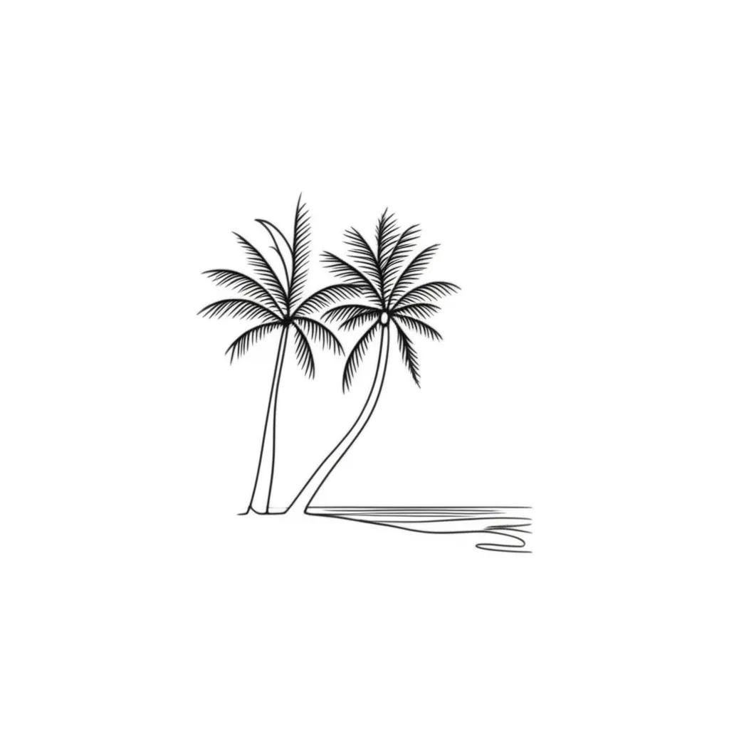 Minimalist Palm Tree Beach Tattoo Design