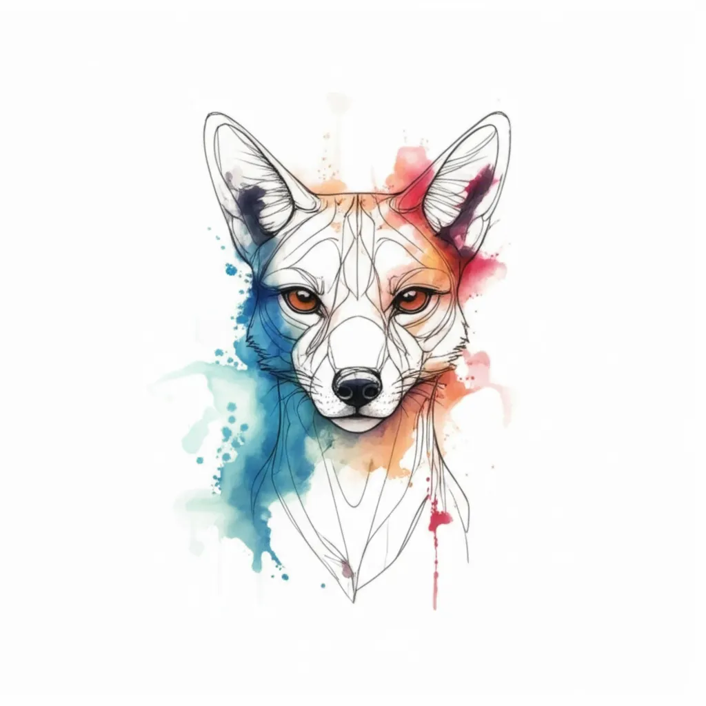 Watercolor Fox Back Tattoo Idea for Briante Cover-Up Watercolor Fox Back Tattoo Idea for Briante Cover-Up