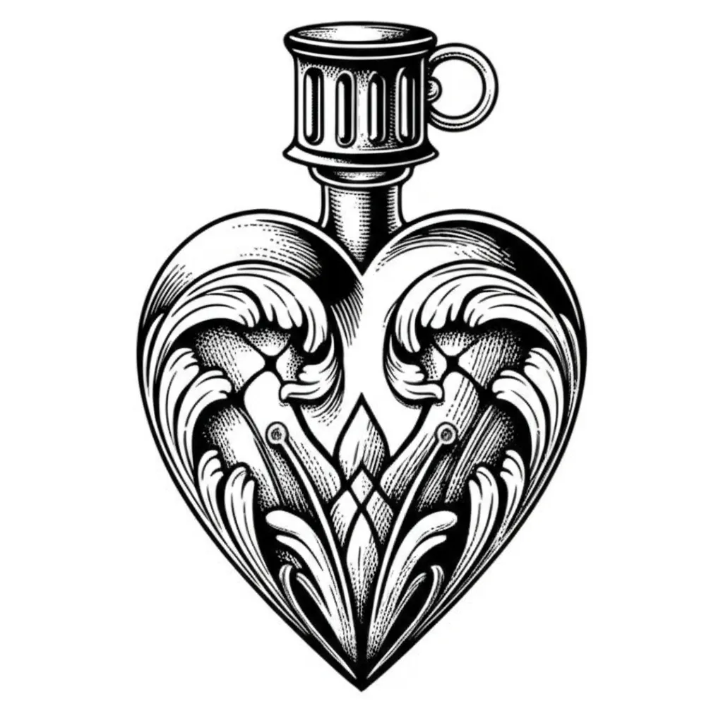 Gothic Heart Grenade Tattoo Design