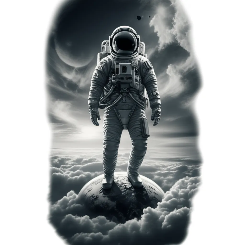 Realistic Astronaut Tattoo Design: Sky is the Limit Realistic Astronaut Tattoo Design: Sky is the Limit