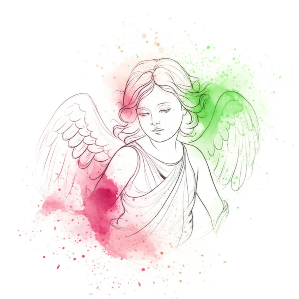 Watercolor Angel Tattoo: Good vs Evil Shoulder Design Watercolor Angel Tattoo: Good vs Evil Shoulder Design