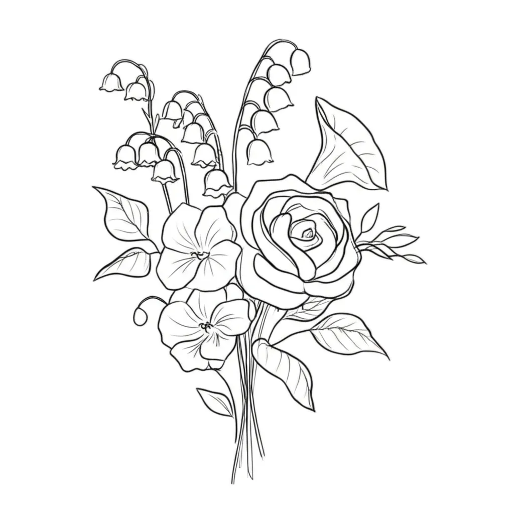 Minimalist Birth Flower Bouquet Tattoo: May, September, June, February
