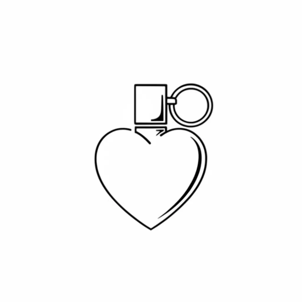 Minimalist Heart Grenade Tattoo Design