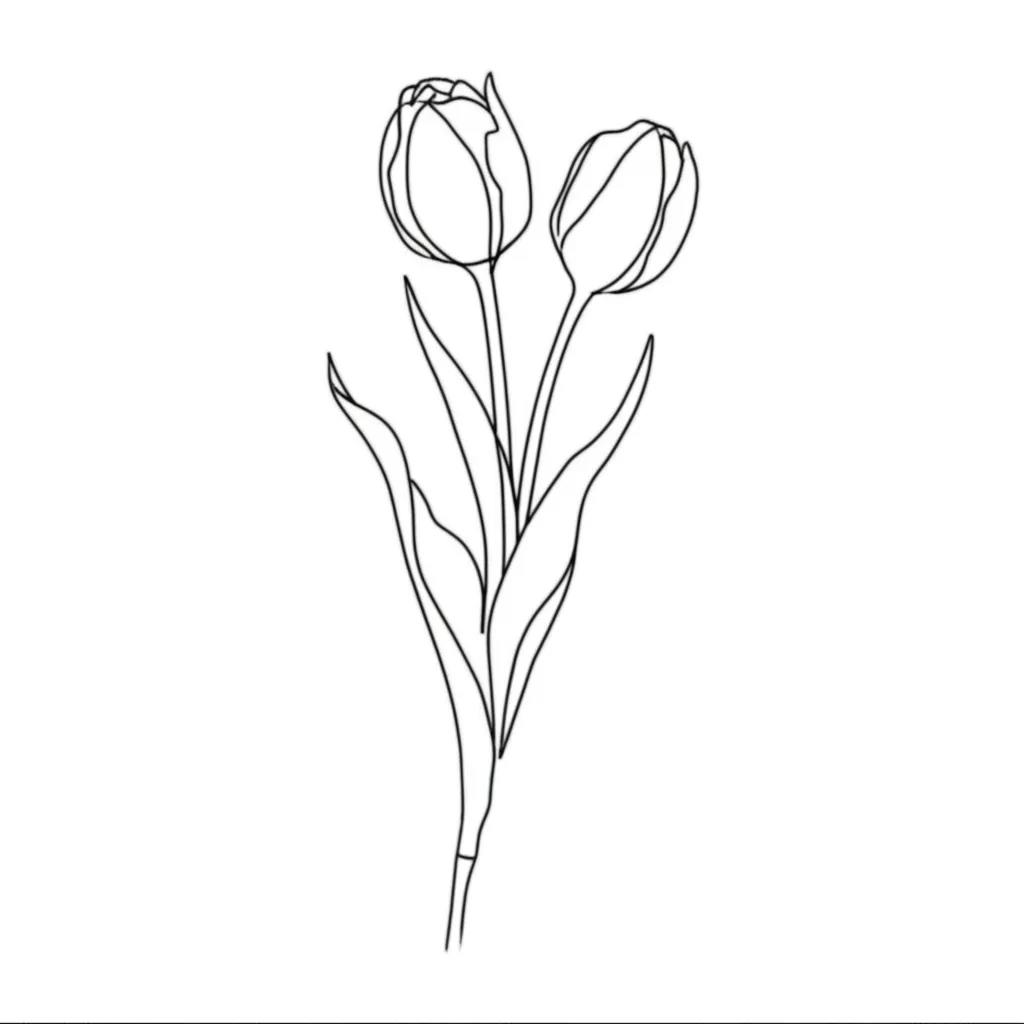 Minimalist Tulip Tattoo Design: Simple Floral Art Minimalist Tulip Tattoo Design: Simple Floral Art
