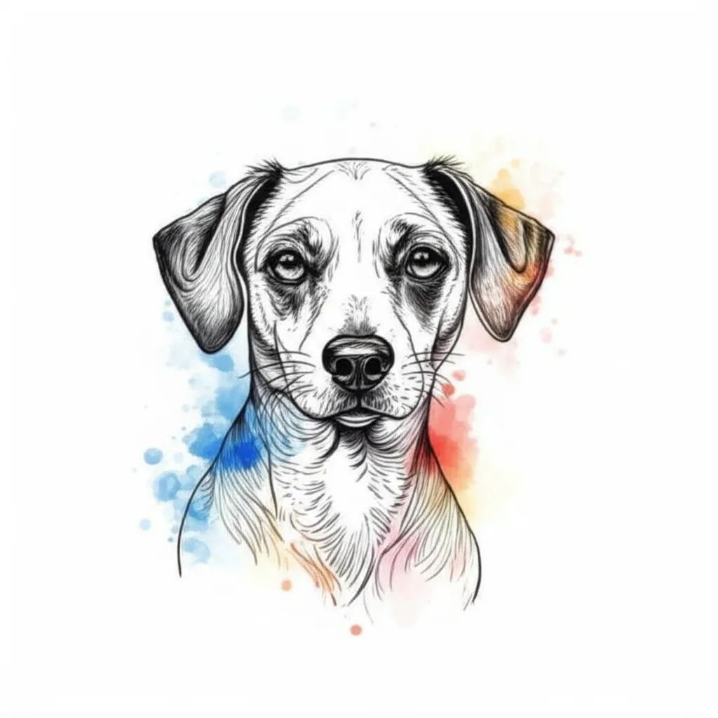 Watercolor Dog Outline Tattoo Design Watercolor Dog Outline Tattoo Design
