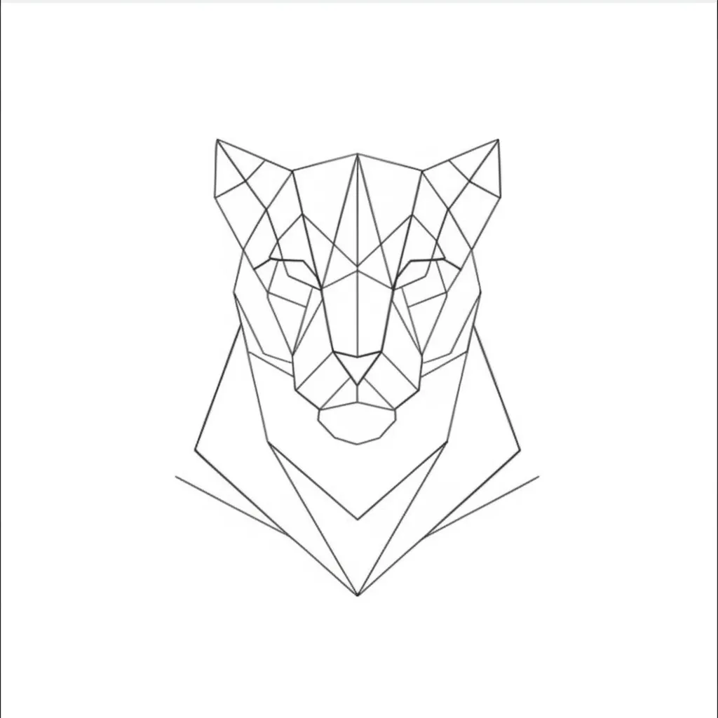 Minimalist Geometric Panther Tattoo Design in Black and Gray Minimalist Geometric Panther Tattoo Design in Black and Gray
