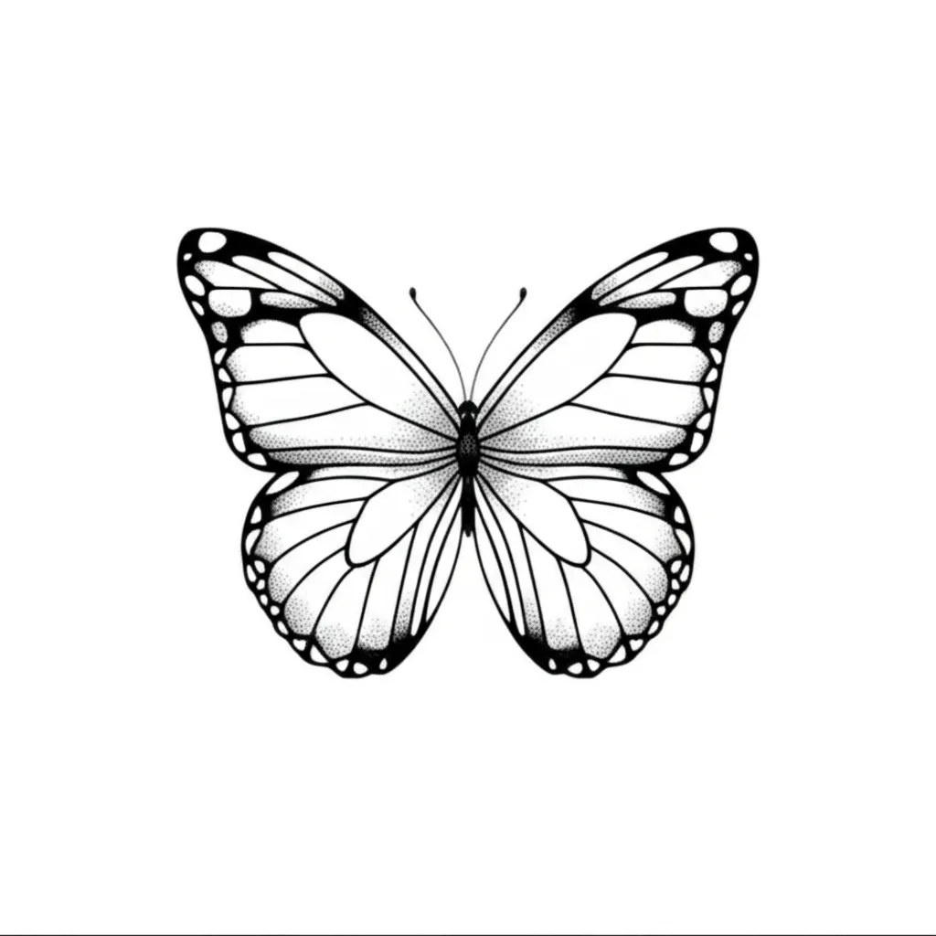 Matching Sister Butterfly Fine Line Tattoo
