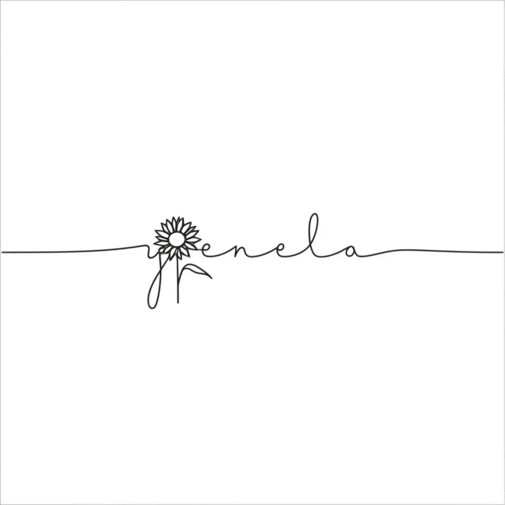 Yenela Name Tattoo with Sunflower - Minimalist Design