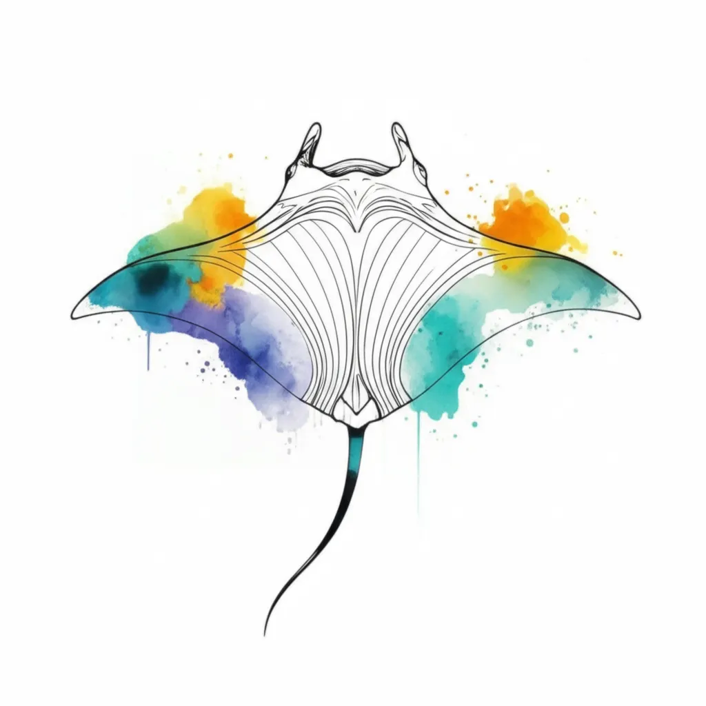 Watercolor Manta Ray Spine Tattoo: Meaning and Design Ideas Watercolor Manta Ray Spine Tattoo: Meaning and Design Ideas