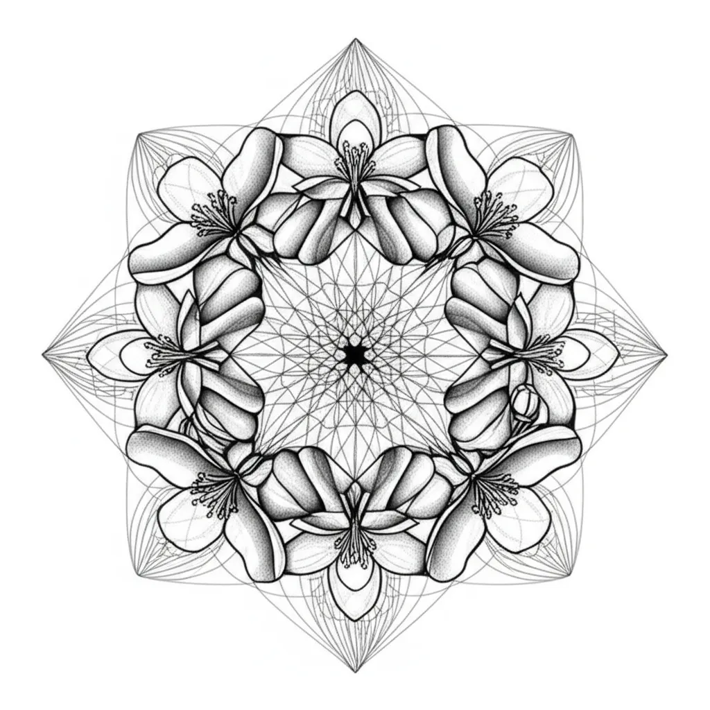 Geometric Apple Blossom Tattoo Design Geometric Apple Blossom Tattoo Design
