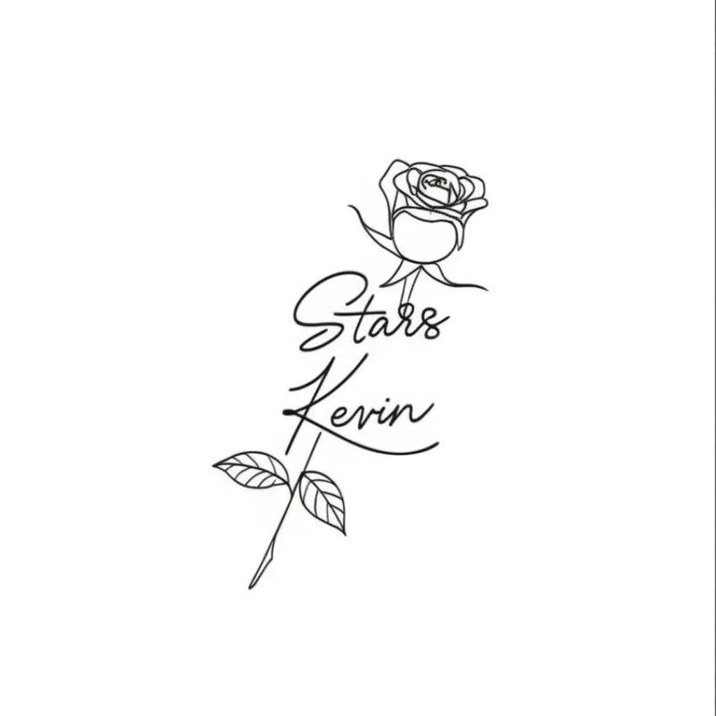 Minimalist Stars Kevin with Rose Tattoo Design Minimalist Stars Kevin with Rose Tattoo Design