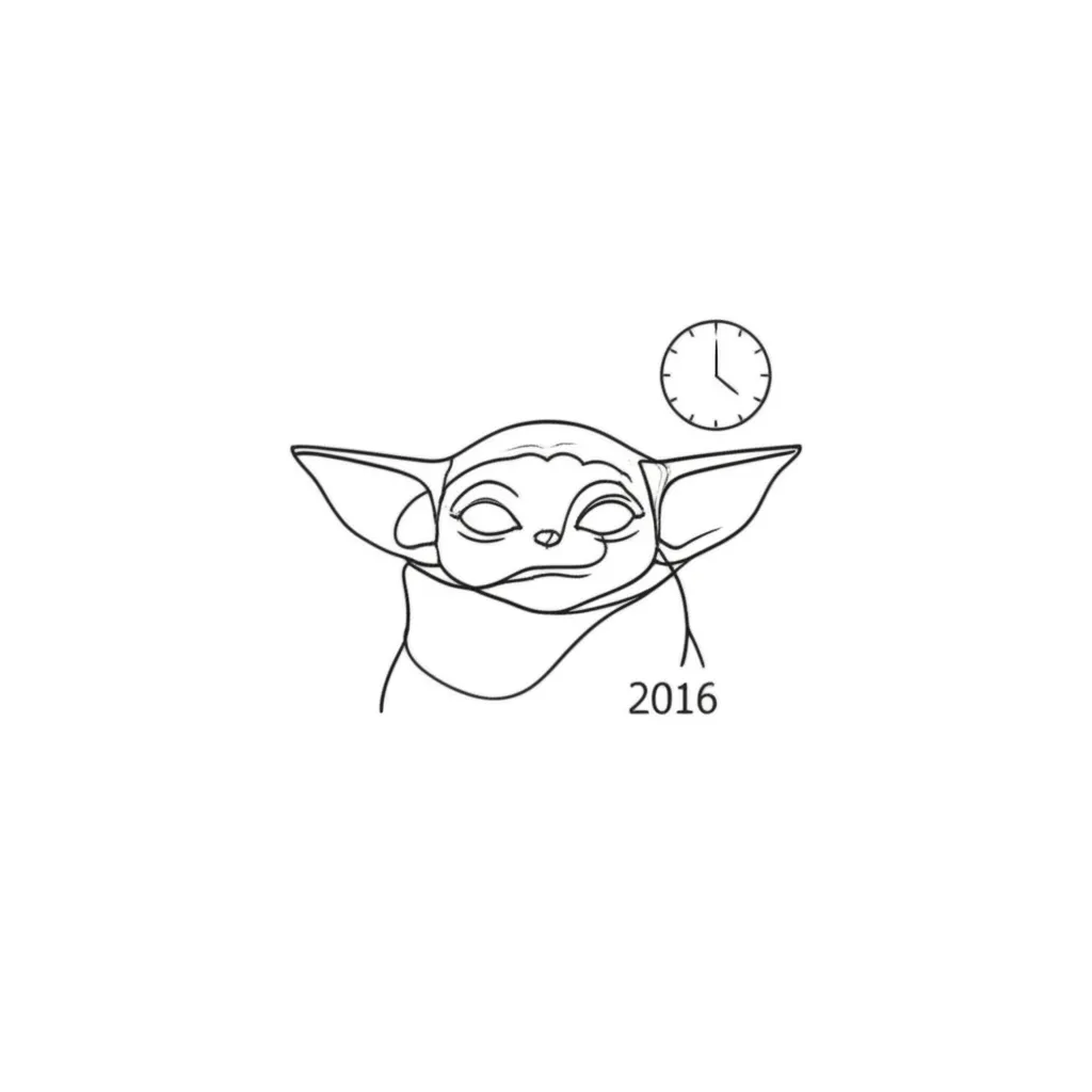 Minimalist Baby Yoda Birthdate Tattoo Design