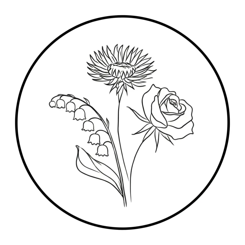 Minimalist Birth Flower Bouquet Tattoo Design