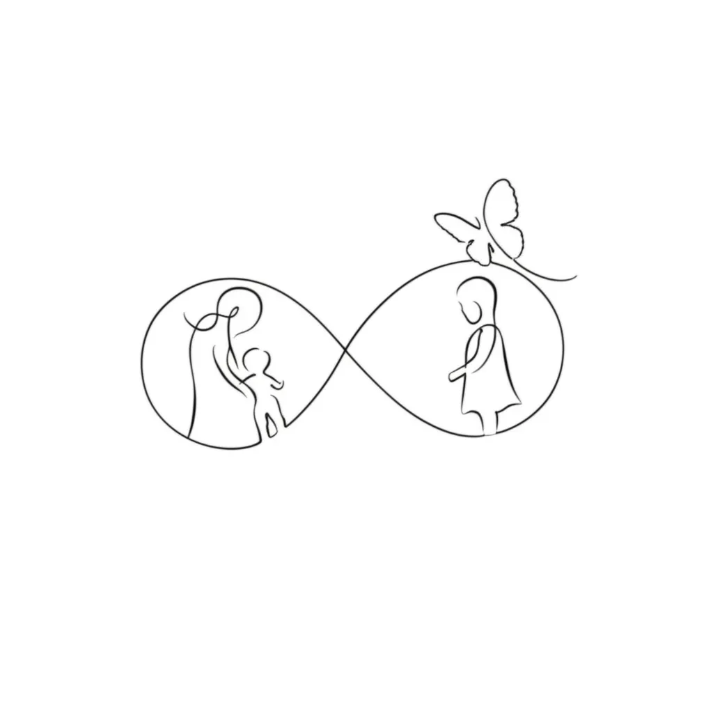 Minimalist Mom and Daughter Infinity Tattoo with Butterfly Minimalist Mom and Daughter Infinity Tattoo with Butterfly