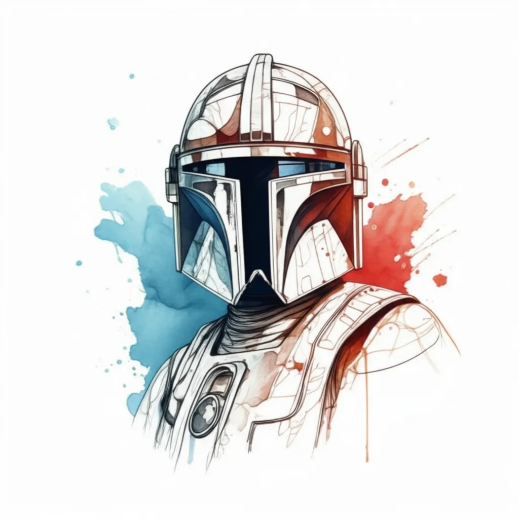 Watercolor Star Wars Mandalorian Tattoo Idea
