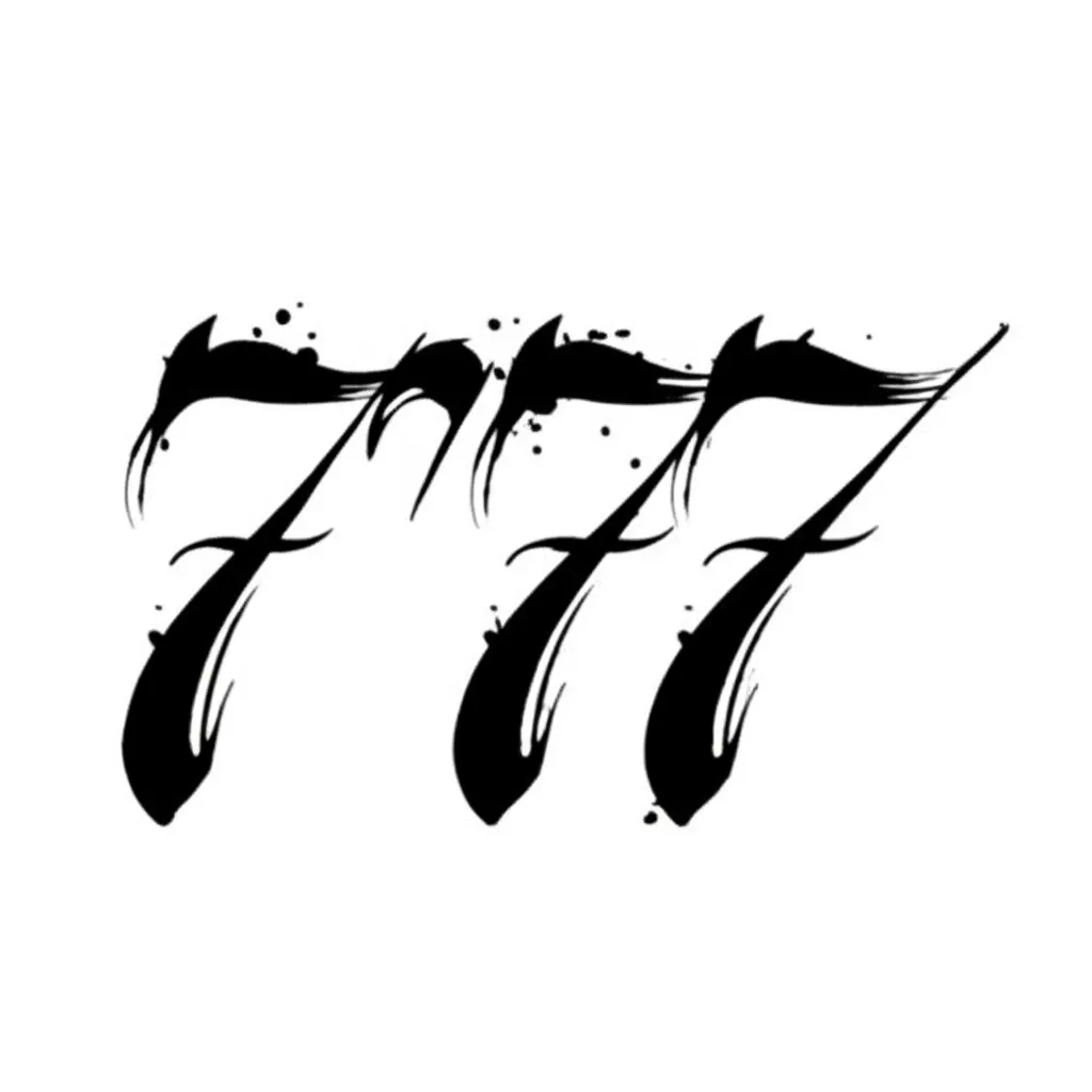 777 Calligraphy Tattoo Design - Lucky Number Inspiration 777 Calligraphy Tattoo Design - Lucky Number Inspiration